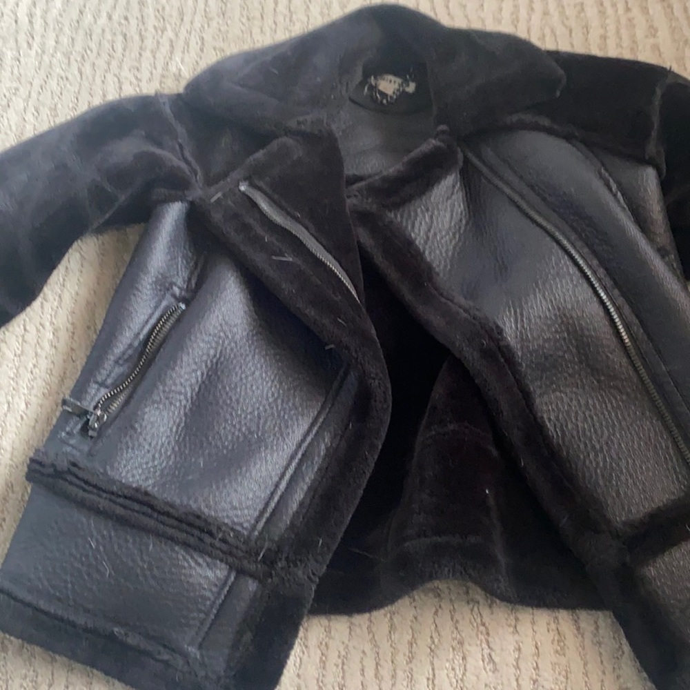 Whistles faux fur and leather coat. Size XS